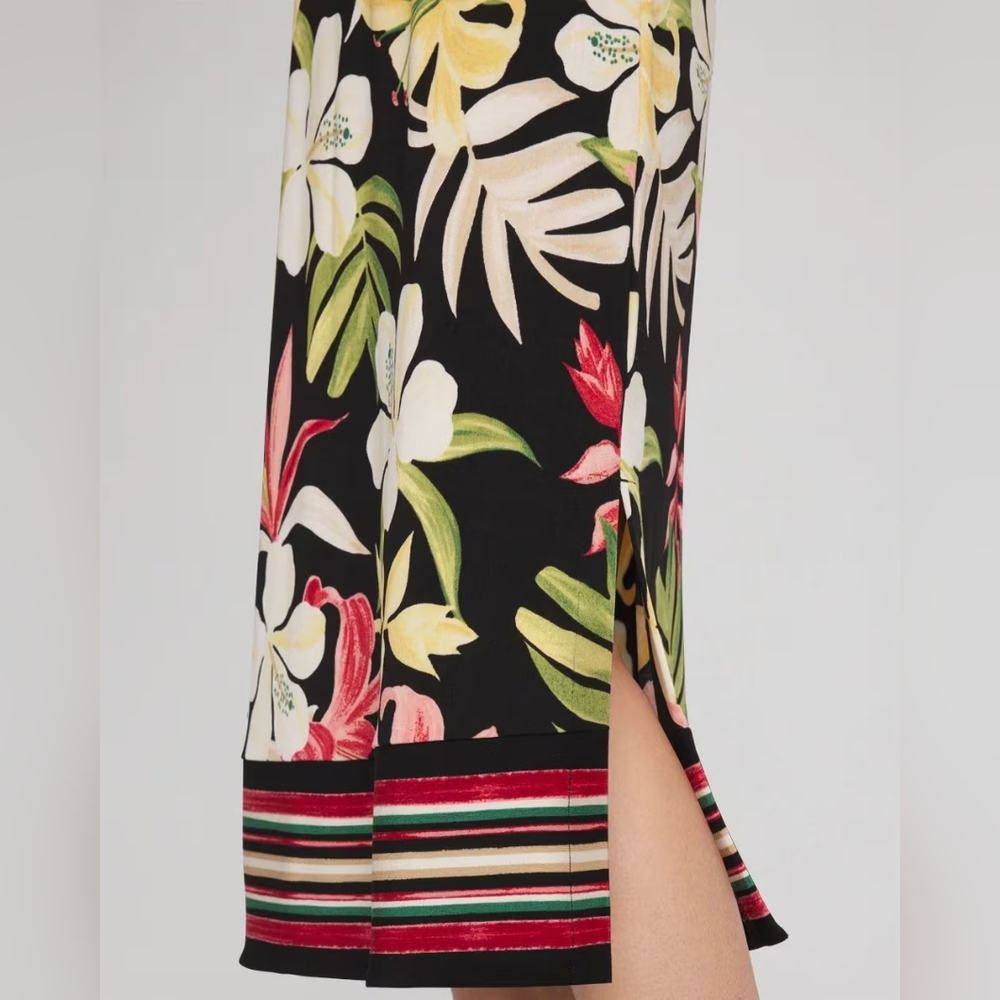 Chico's Black Midi Dress with Pink, Cream and Yellow Floral Print - Picture 4 of 9